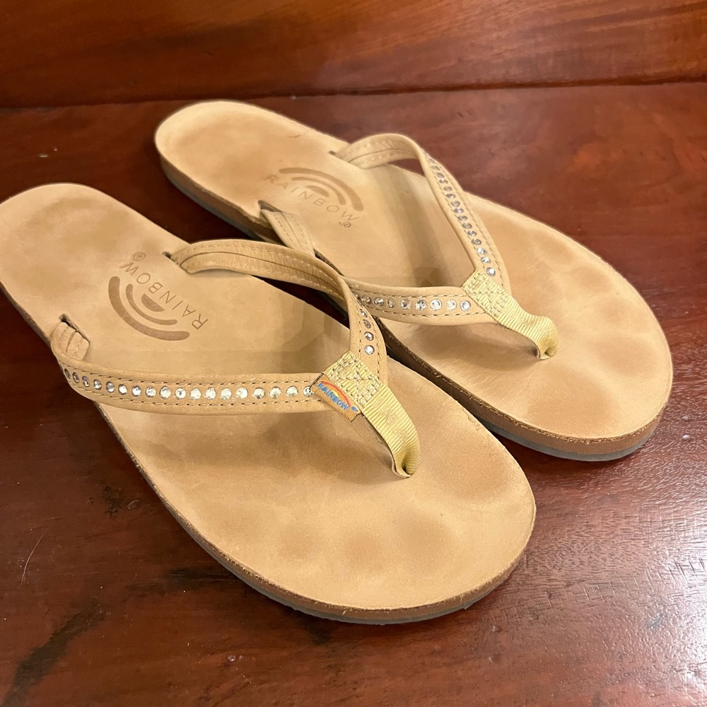 Rainbow flip flops